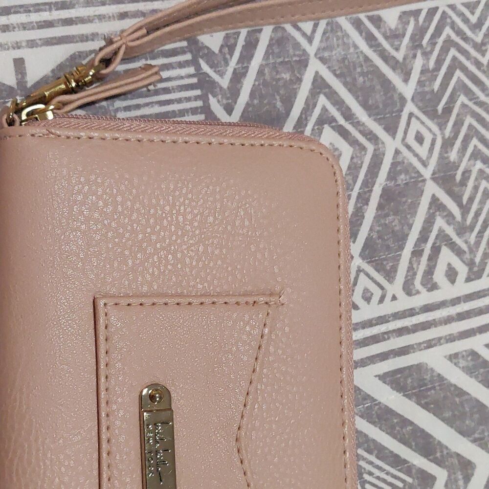 Herschel Pink Zip-Around Wristlet Wallet, Solid Logo, Credit Card Folding